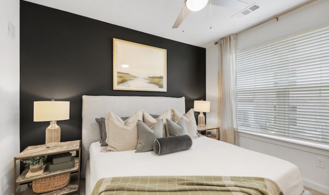 Large windows in apartment bedrooms at The Finch